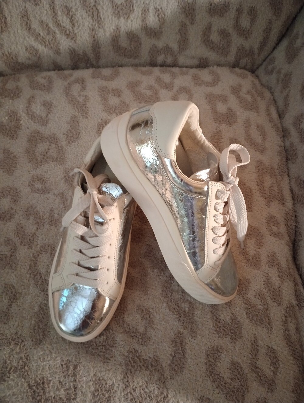 Women's Dolce Vita Silver Leather Platform Sneakers
